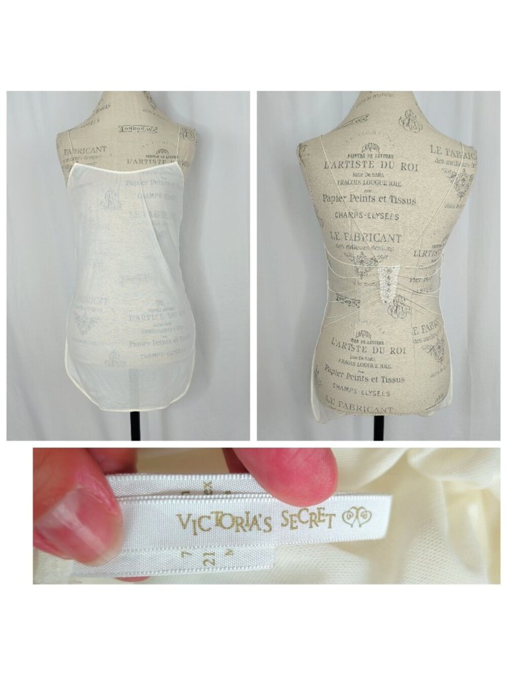 Vintage Victoria Secret White Slip Lingerie Small Sheer Nightgown